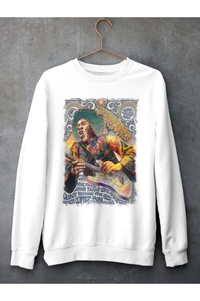playbackmoda Akiki Tasarım - Jimi Hendrix Özel, Beyaz Sweatshirt, Ak10185 ürün görseli