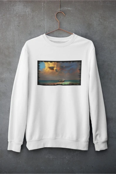 playbackmoda Akiki Tasarım Fantastik - Balinanın Hayali Günbatımının Çağrısı Dijital Sanat Sweatshirt