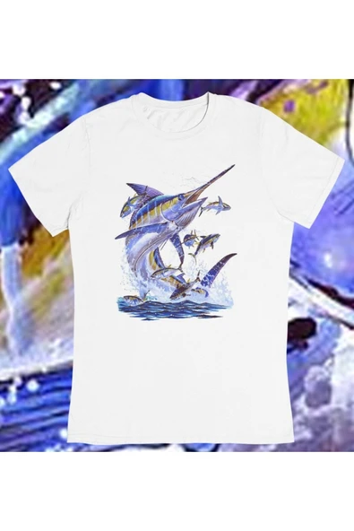 playbackmoda Owersize Balıkçılık Deniz Tasarım Baskılı Tişört ürün görseli