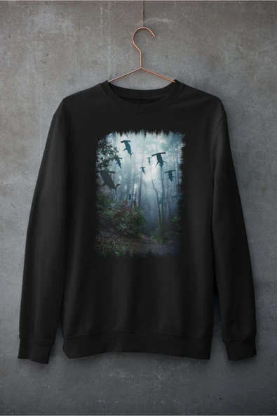 playbackmoda Akiki Tasarım Fantastik Çekiçkafa Ormanı Siluet Ilüstrasyonu Dijital Sanat Sweatshirt ürün görseli