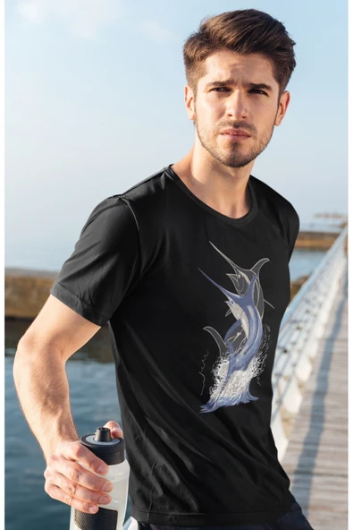 playbackmoda Owersize Balıkçılık Deniz Tasarım Baskılı Tişört - Resim 2