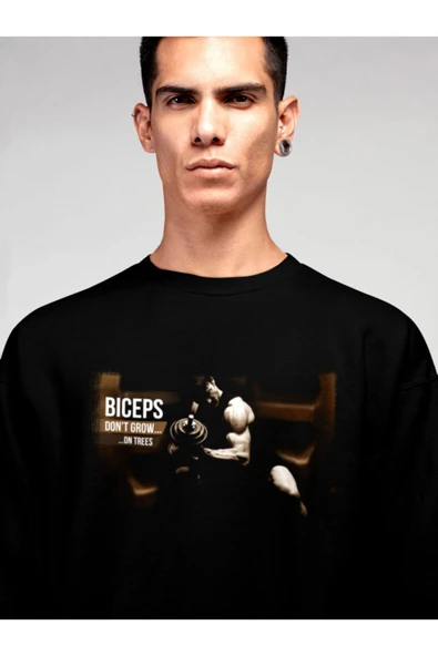 playbackmoda Akiki Tasarım Sportif Motivasyon - Bu Bisepsler Ağaçta Büyümedi Sweatshirt - Resim 3