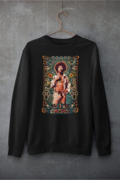 playbackmoda Akiki Tasarım - Jimi Hendrix Özel 2, Siyah Sweatshirt, Ak10190