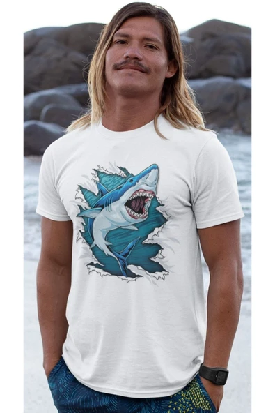 playbackmoda Owersize Balıkçılık Deniz Tasarım Baskılı Tişört - Resim 2