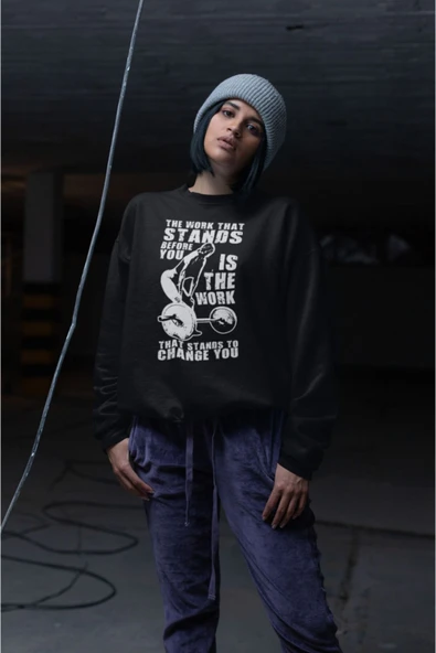 playbackmoda Akiki Tasarım Sportif Motivasyon - Sıradaki Çalışma Seni Değiştirecek Olandır Sweatshirt - Resim 2