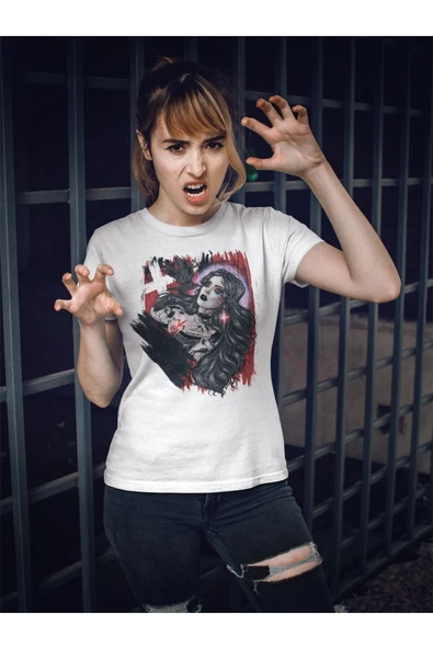 playbackmoda Owersize Kadın Ilüstrsyon Çizim Tasarım Baskılı Tişört ürün görseli