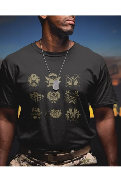 playbackmoda Owersize Minimal Askeri Sembol Logo Tasarım Baskılı Tişört ürün görseli