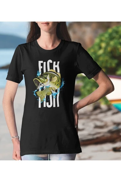 playbackmoda Owersize Balıkçılık Deniz Tasarım Baskılı Tişört ürün görseli