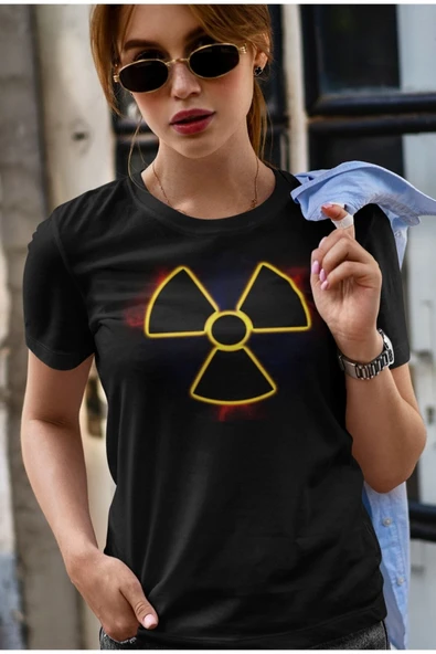 playbackmoda Owersize Radyoaktif Sembol Tasarım Baskılı Tişört ürün görseli
