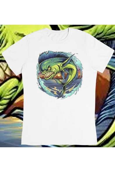 playbackmoda Owersize Balıkçılık Deniz Tasarım Baskılı Tişört ürün görseli