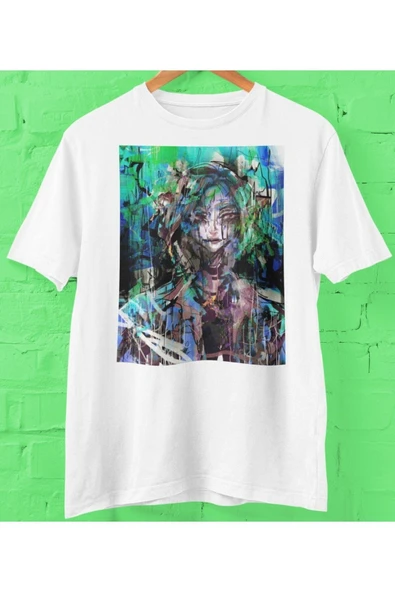 playbackmoda Owersize Kadın Ilüstrsyon Çizim Tasarım Baskılı Tişört ürün görseli