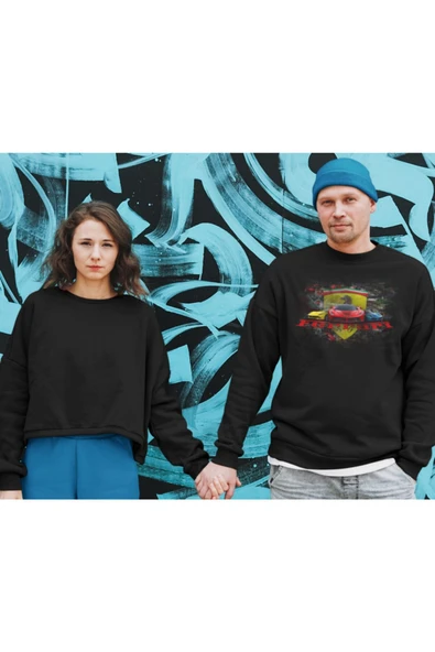 playbackmoda Akiki Tasarım - Ferrari , Siluetli Modeller, Özel Tasarım, Siyah Sweatshirt, Ak10192 - Resim 2