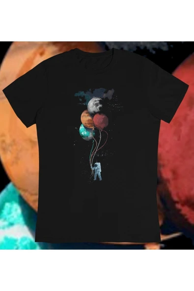 playbackmoda Owersize Uzay Gezegen Ilüstrsyon Çizim Tasarım Baskılı Tişört ürün görseli