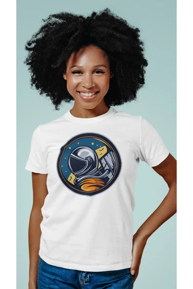 playbackmoda Owersize Uzay Astronot Ilüstrsyon Çizim Tasarım Baskılı Tişört ürün görseli
