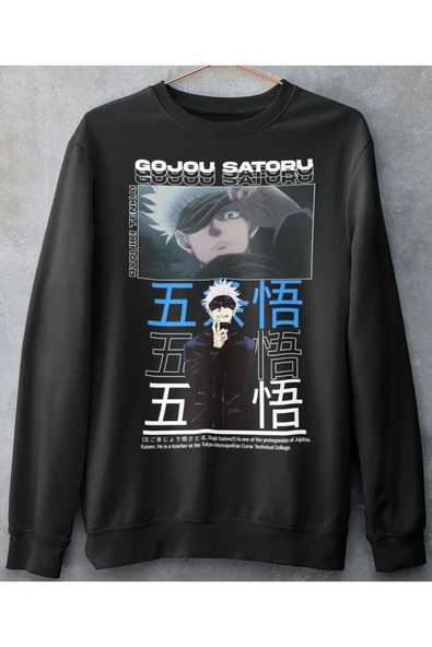 playbackmoda Akiki Tasarım, Gojo Satoru, Anime - Manga, Siyah Sweatshirt, S Beden ürün görseli