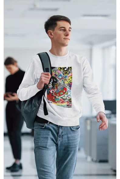 playbackmoda Akiki Tasarım Çılgın Skater E.t. Ve Kankaları Ilüstrasyon Sweatshirt ürün görseli