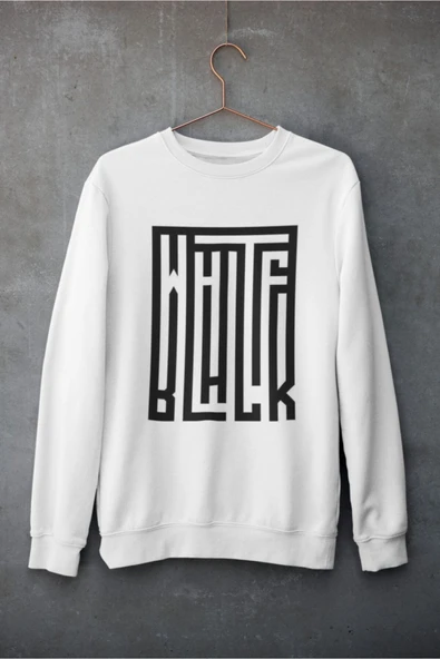 playbackmoda Akiki Tasarım Dual Yazı - Whıte-black Sweatshirt ürün görseli