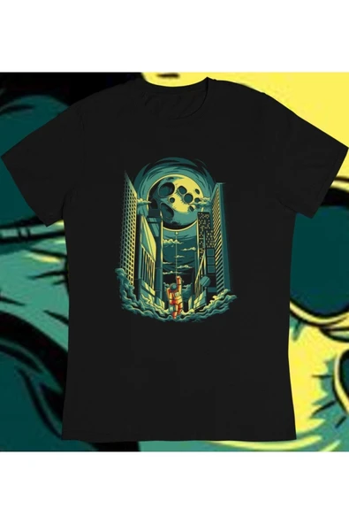 playbackmoda Owersize Astronot Ay Ilüstrsyon Çizim Tasarım Baskılı Tişört ürün görseli