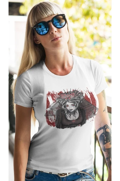 playbackmoda Owersize Kadın Ilüstrsyon Çizim Tasarım Baskılı Tişört - Resim 2