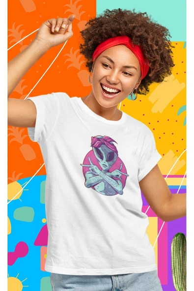 playbackmoda Owersize Uzaylı Çizim Tasarım Baskılı Tişört ürün görseli