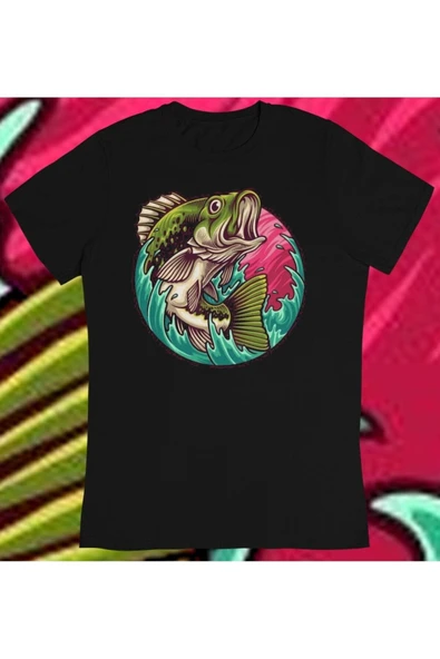 playbackmoda Owersize Balıkçılık Deniz Tasarım Baskılı Tişört - Resim 2