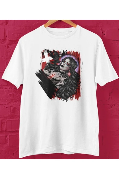 playbackmoda Owersize Kadın Ilüstrsyon Çizim Tasarım Baskılı Tişört - Resim 2