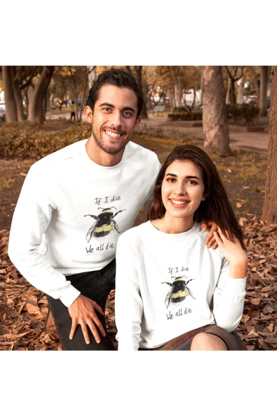 playbackmoda Akiki Tasarım - Arılar Yok Olursa Hepimiz Yok Oluruz., Beyaz Sweatshirt, Ak10215 - Resim 2