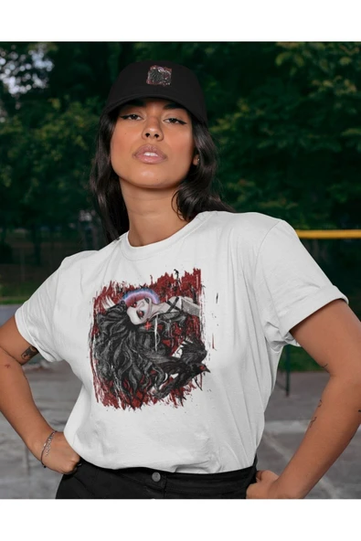 playbackmoda Owersize Kadın Ilüstrsyon Çizim Tasarım Baskılı Tişört ürün görseli