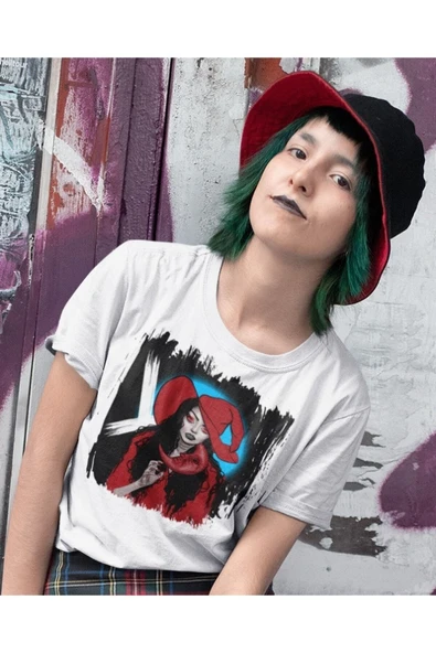 playbackmoda Owersize Kadın Ilüstrsyon Çizim Tasarım Baskılı Tişört ürün görseli