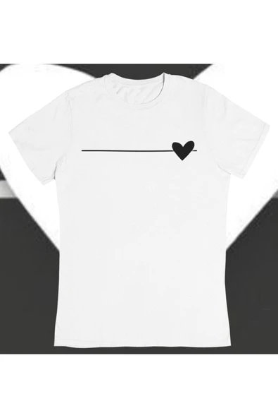 playbackmoda Owersize Minimal Kalp Tasarım Baskılı Tişört - Resim 2