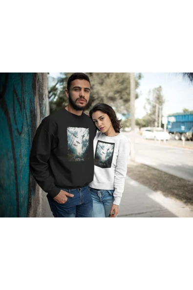 playbackmoda Akiki Tasarım Fantastik Köpekbalığı Ormanı Ilüstrasyonu Dijital Sanat Sweatshirt - 2
