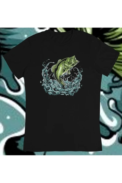 playbackmoda Owersize Balıkçılık Deniz Tasarım Baskılı Tişört ürün görseli