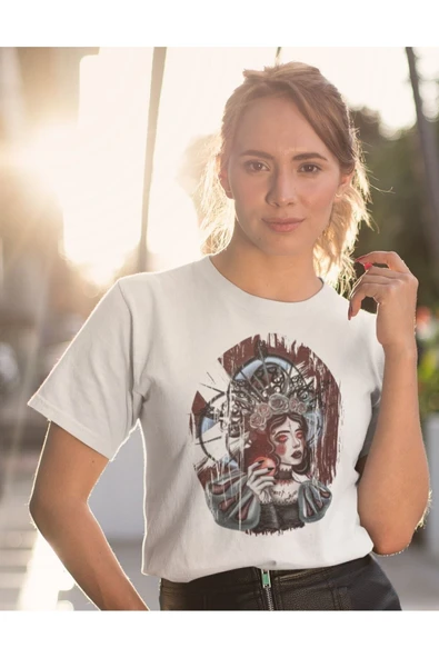 playbackmoda Owersize Kadın Ilüstrsyon Çizim Tasarım Baskılı Tişört - Resim 2