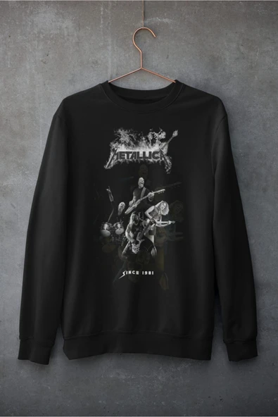 playbackmoda Akiki Tasarım - Metallica, Since 1981 Konser Fotomontaj, Siyah Sweatshirt, Ak10205