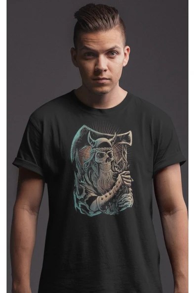 playbackmoda Owersize Kurukafa Ilüstrsyon Çizim Tasarım Baskılı Tişört - Resim 2