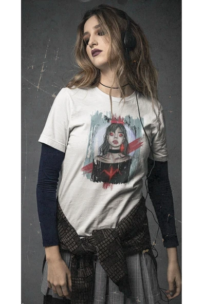 playbackmoda Owersize Kadın Ilüstrsyon Çizim Tasarım Baskılı Tişört ürün görseli