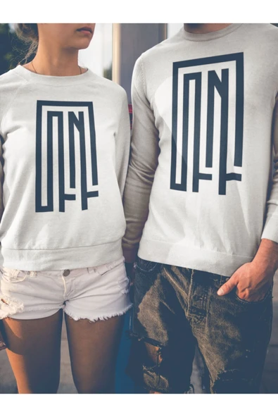 playbackmoda Akiki Tasarım Dual Yazı On Off Sweatshirt - Resim 2