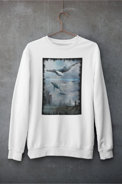 playbackmoda Akiki Tasarım Fantastik - Balinaların Hayalleri Dijital Sanat Ilüstrasyon Sweatshirt ürün görseli