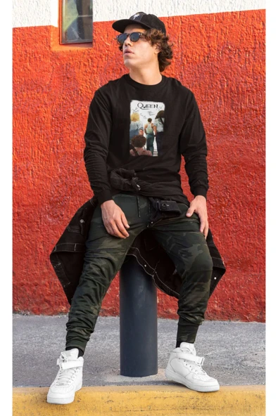 playbackmoda Akiki Tasarım Queen Imzalı Konsere Doğru Yağlı Boya Ilüstrasyon Sweatshirt - Resim 2