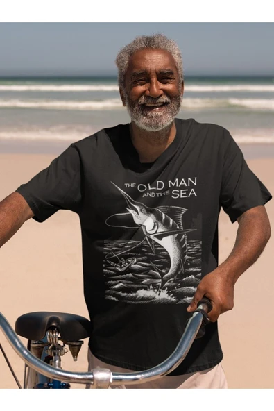 playbackmoda Owersize Balıkçılık Deniz Tasarım Baskılı Tişört - Resim 2