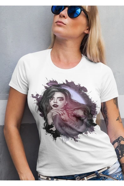 playbackmoda Owersize Kadın Ilüstrsyon Çizim Tasarım Baskılı Tişört ürün görseli