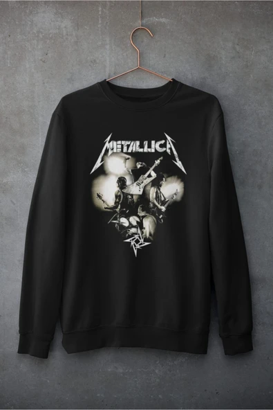 playbackmoda Akiki Tasarım  Metallica Konser Fotomontaj Siyah Sweatshirt