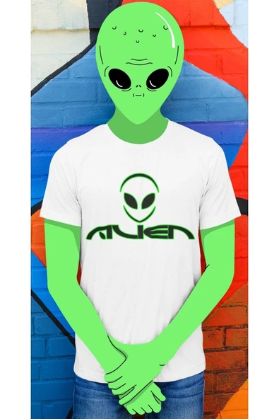 playbackmoda Owersize Uzaylı Alien Çizim Tasarım Baskılı Tişört