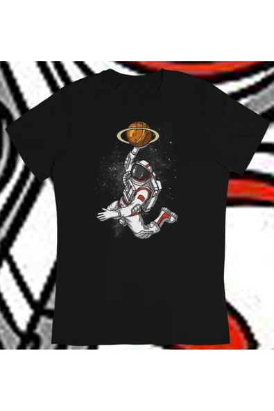 playbackmoda Owersize Astronot Basketbol Ilüstrsyon Çizim Tasarım Baskılı Tişört ürün görseli