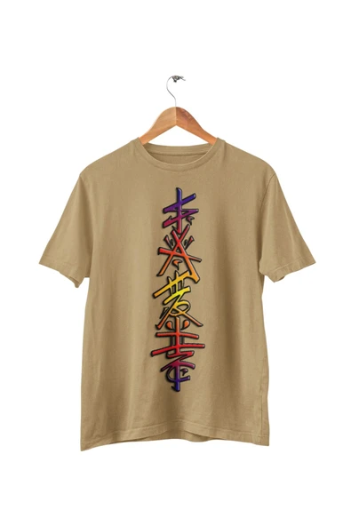 playbackmoda RENKLİ JAPON YAZI BASKILI OVERSİZE TİŞÖRT ürün görseli