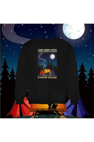 playbackmoda Akiki Tasarım Doğa Aşkı - Kamp Sevgisi - Yıldızlarla Sweatshirt - 1