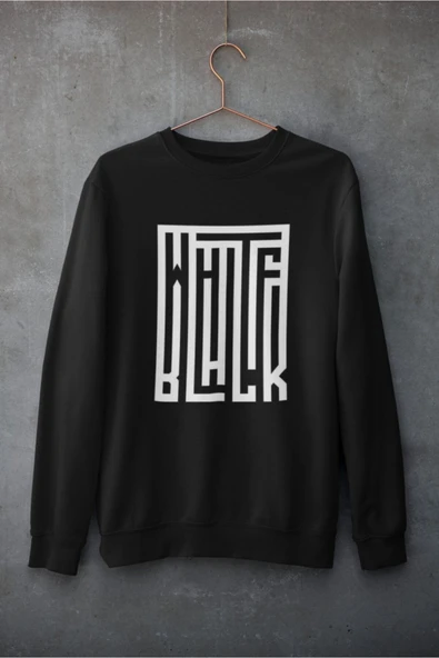 playbackmoda Akiki Tasarım Dual Yazı - Whıte-black 2 Sweatshirt