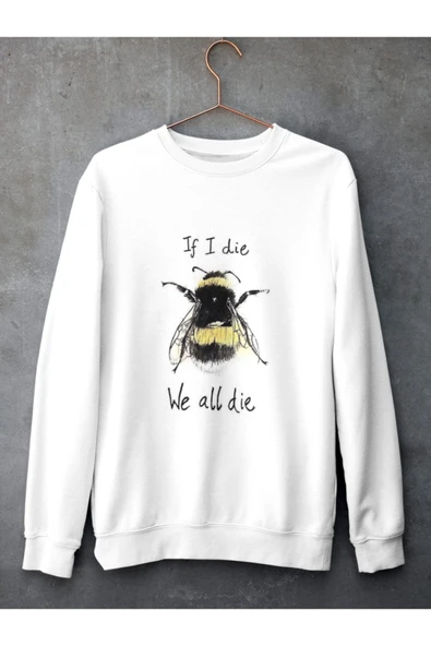 playbackmoda Akiki Tasarım - Arılar Yok Olursa Hepimiz Yok Oluruz., Beyaz Sweatshirt, Ak10215 ürün görseli