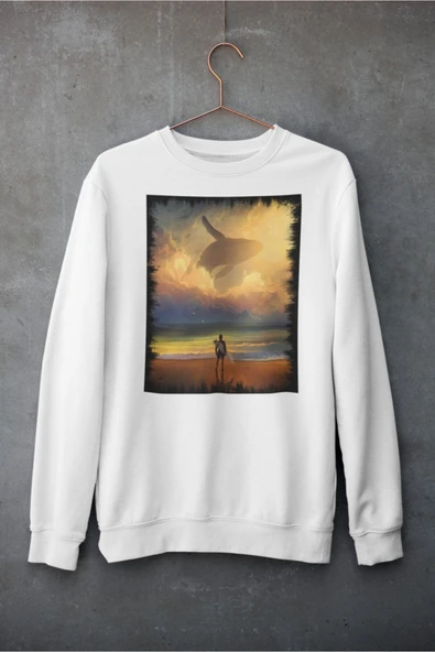 playbackmoda Akiki Tasarım Fantastik - Balinanın Hayali Şafağın Çağrısı Dijital Sanat Sweatshirt - 1