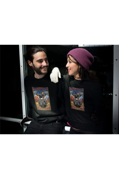 playbackmoda Akiki Tasarım - Amerika Route 66 Motosiklet Rotası ,siyah Sweatshirt Ak10115 - Resim 2